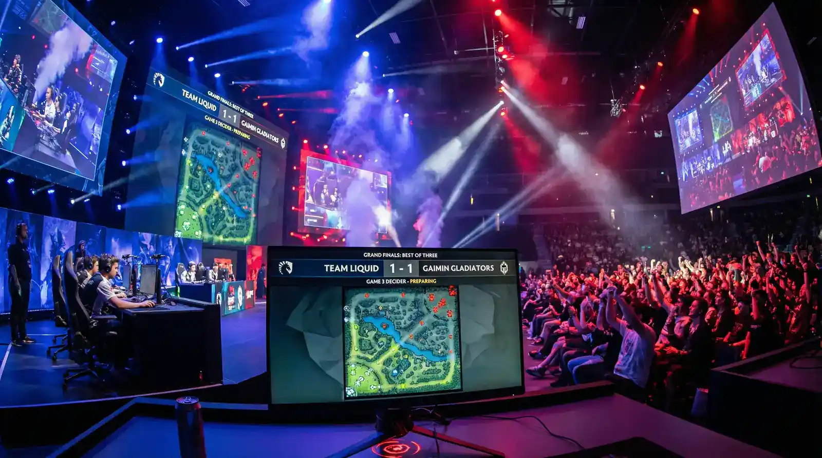 Pantalla dividida mostrando dos mapas de una serie de Dota 2 con marcadores diferentes